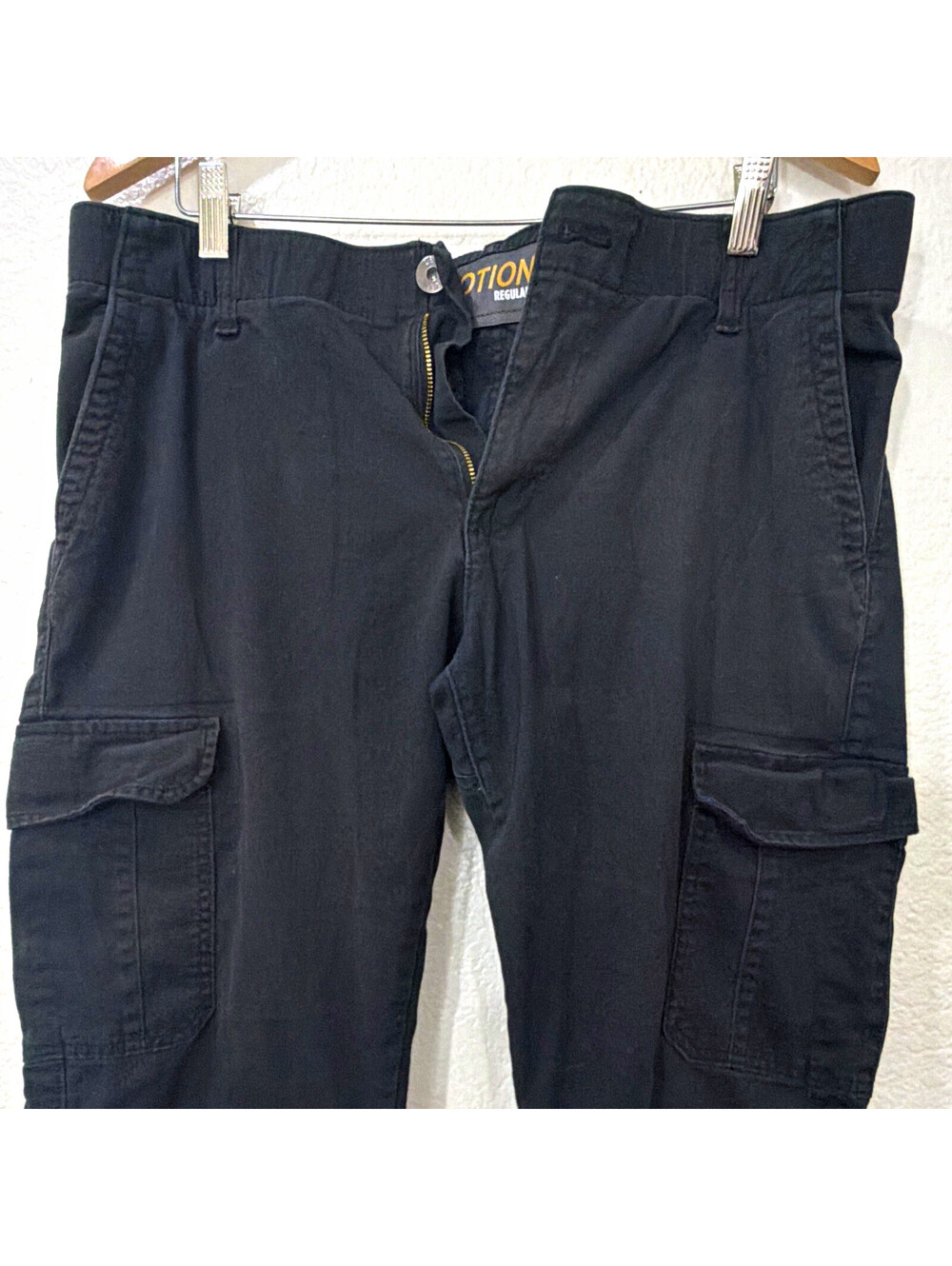 Lee Men's Black Cargo Pants Regular Fit Straight Leg Stretch Pockets 36" Waist
